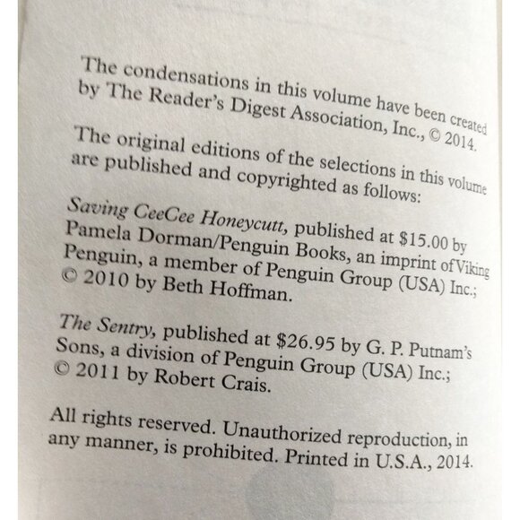 Readers Digest The Sentry Crais Saving CeeCee Honeycutt Hoffman Large Type Book - Picture 3 of 5
